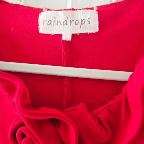 Vintage Red Rosette Ruffle Jacket 80s 90s Statement Top - Picture 5 of 9